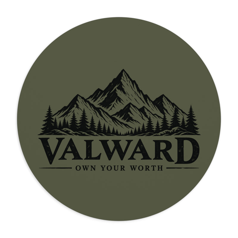 Valward Mountain Mouse Pad — 'OWN YOUR WORTH' Round Gaming & Office Desk Mat