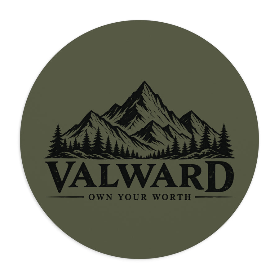 Valward Mountain Mouse Pad — 'OWN YOUR WORTH' Round Gaming & Office Desk Mat