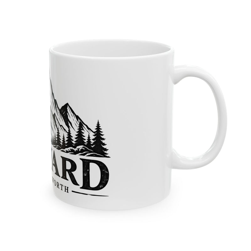 Mountain Adventure Ceramic Mug — 'Own Your Worth' Motivational Coffee Cup (11oz/15oz)
