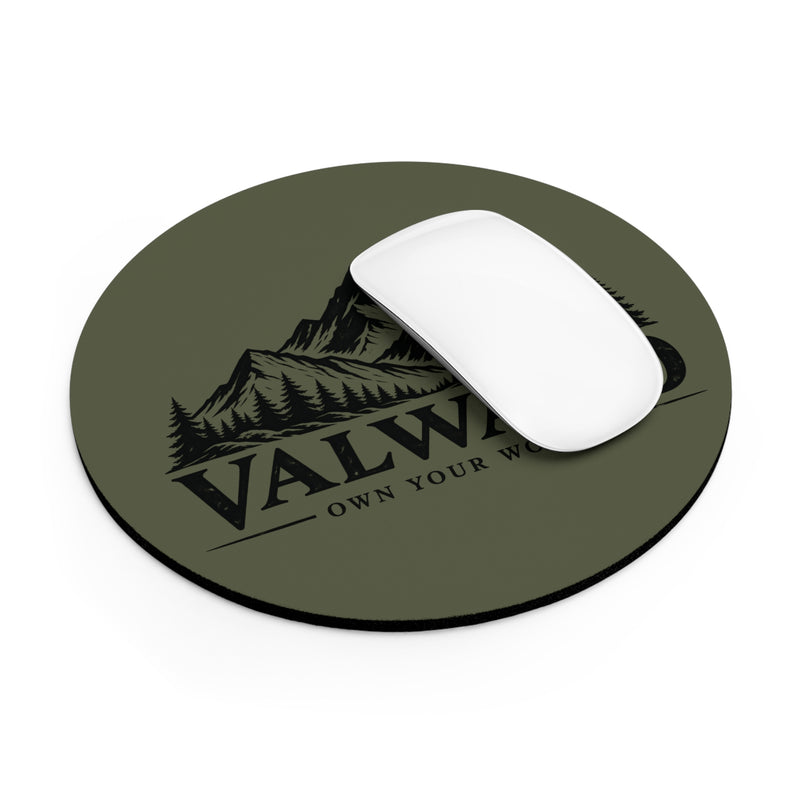 Valward Mountain Mouse Pad — 'OWN YOUR WORTH' Round Gaming & Office Desk Mat