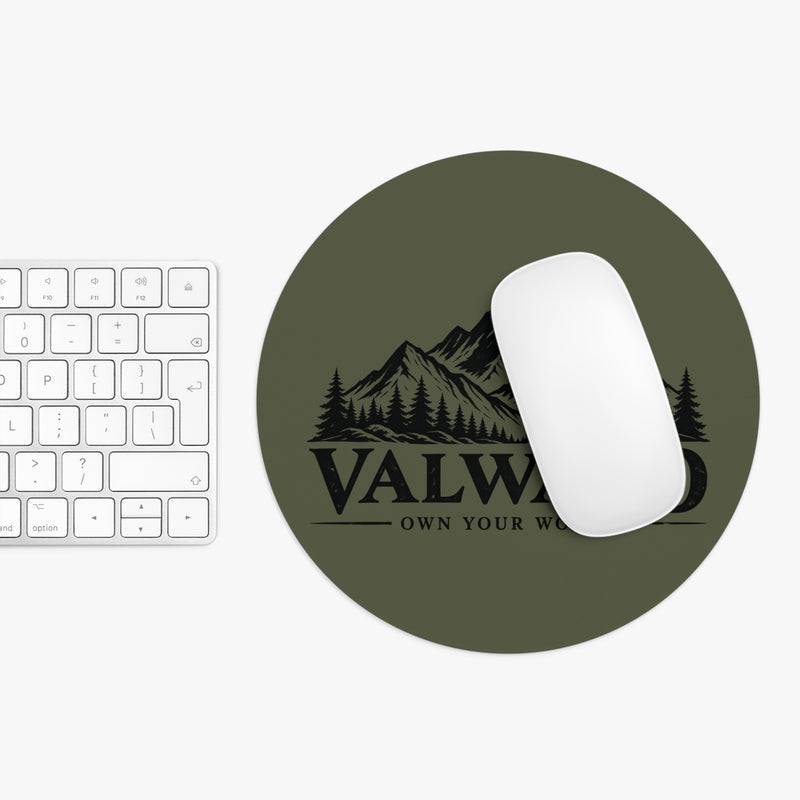 Valward Mountain Mouse Pad — 'OWN YOUR WORTH' Round Gaming & Office Desk Mat